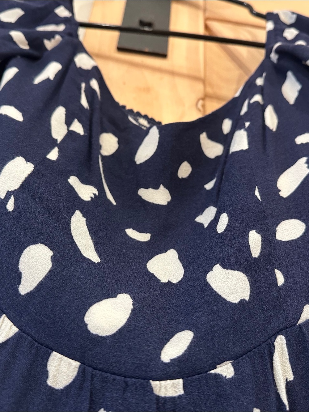 Reformation Zippy Dress Navy White Abstract Print Puff Sleeve Midi Dress Size 4P - Picture 14 of 16